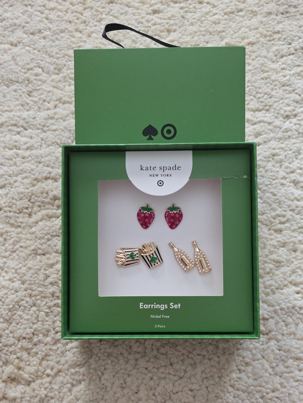 KATE SPADE x TARGET  strawberry, fries & champagne trio Earring Set